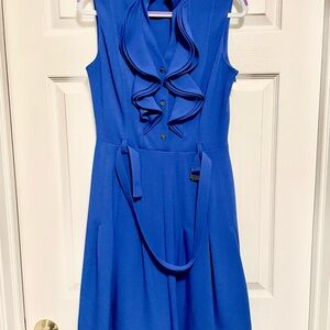Calvin Klein Royal Blue Ruffled Midi Dress